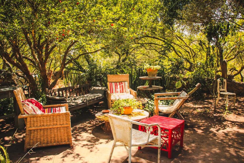 Sitzplatz unter Bäumen